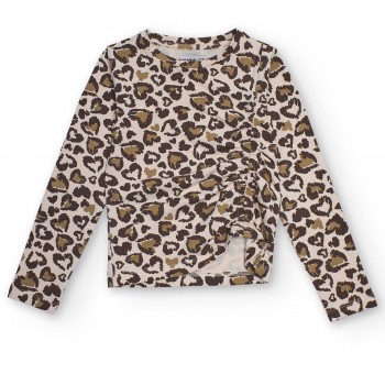 Παιδική μπλούζα για κορίτσια Nathkids μπεζ animal print