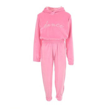 Παιδικό σετ φόρμας για κορίτσια Action Sportswear ροζ βελουτέ