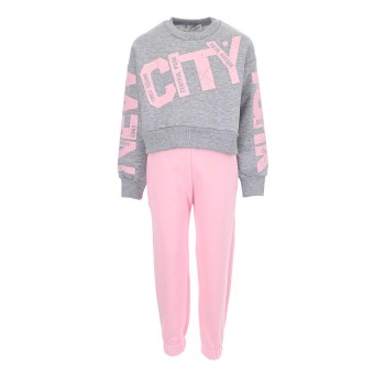 Παιδικό σετ φόρμας για κορίτσια Action Sportswear γκρι-ροζ