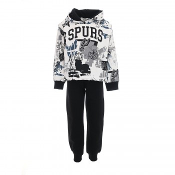 Παιδικό σετ φόρμα φούτερ για αγόρια Action Sportswear λευκό - μαύρο
