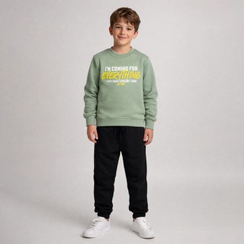 Παιδικό σετ φόρμα φούτερ για αγόρια Action Sportswear φυστικί- μαύρο