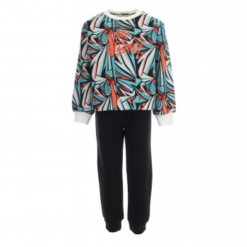 Παιδικό σετ φόρμα φούτερ για αγόρια Action Sportswear πράσινο print allover - μαύρο