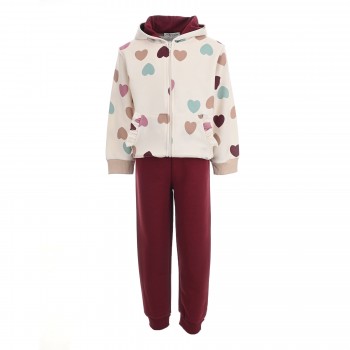 Παιδικό σετ φόρμα φούτερ για κορίτσια Action Sportswear μπεζ  ζακέτα - μπορντώ