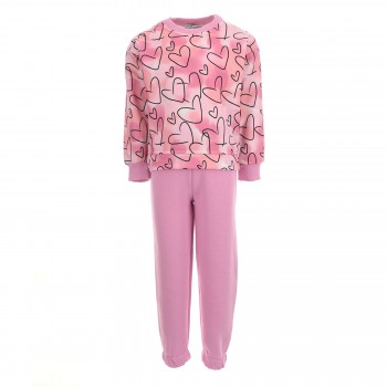 Παιδικό σετ φόρμα φούτερ για κορίτσια Action Sportswear ροζ allover  μπλούζα και φούτερ παντελόνι