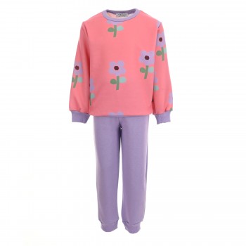 Παιδικό σετ φόρμα φούτερ για κορίτσια Action Sportswear κοραλί- λιλά