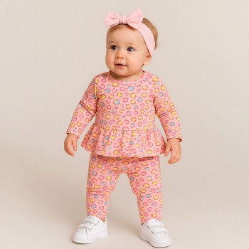 Παιδικό σετ φόρμα φούτερ για κορίτσια Action Sportswear σομών print