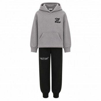 Παιδικό σετ φόρμα φούτερ για αγόρια Action Sportswear γκρι - μαύρο