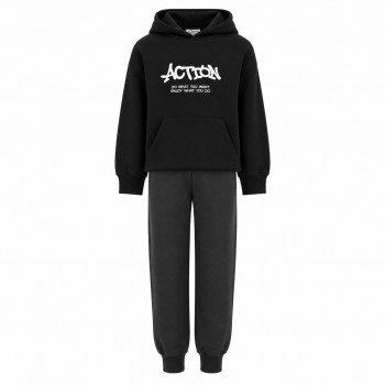 Παιδικό σετ φόρμα φούτερ για αγόρια Action Sportswear με κέντημα μαύρο