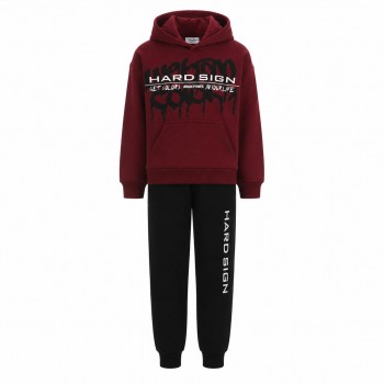 Παιδικό σετ φόρμα φούτερ για αγόρια Action Sportswear μπορντώ-μαύρο