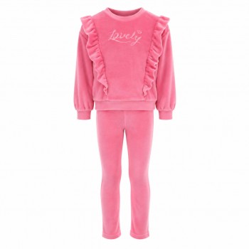 Παιδικό σετ με κολάν βελουτέ για κορίτσια Action Sportswear ροζ