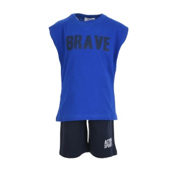 Παιδικο σετ για αγόρια Cotton Planet μπλε-μαρέν ''brave''