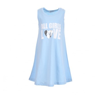 Παιδικό φόρεμα για κορίτσια Cotton Planet αμάνικο σιέλ