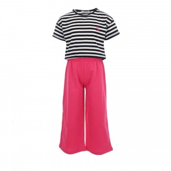 Παιδικό σετ με παντελόνα για κορίτσια Action Sportswear ριγέ μαρέν-φουξ