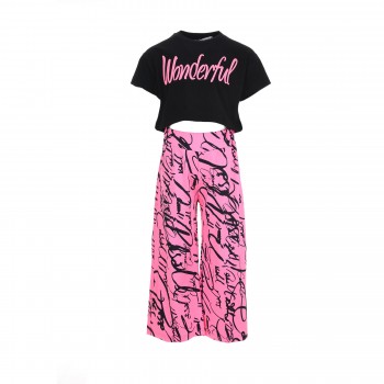 Παιδικό σετ με παντελόνα για κορίτσια Action Sportswear ''wonderful'' μαύρο-φλούο ροζ
