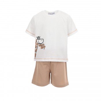 Βρεφικό σετ για αγόρια Action Sportswear με καμηλοπάρδαλη εκρού-μόκα