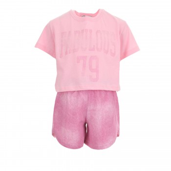 Παιιδικό σετ με σορτς για κορίτσια Action Sportswear ροζ-λιλά