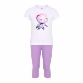 Παιδικό σετ με κάπρι κολάν για κορίτσια Piccino λευκό- λιλά