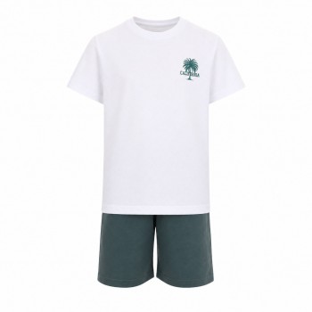 Παιδικό σετ για αγόρια Piccino λευκό- πετρόλ