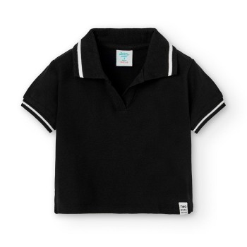 Παιδική μπλούζα polo για κορίτσια Boboli μαύρο