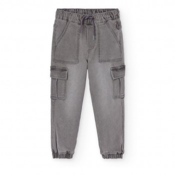Παιδικό παντελονι denim Boboli gargo γκρι