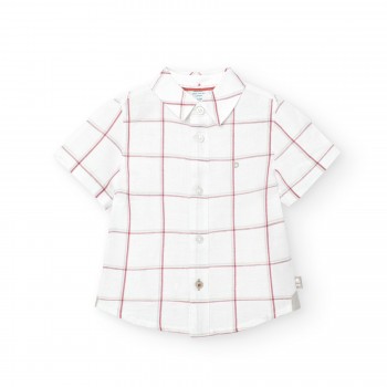 Βρεφικό πουκάμισο λινό για αγόρια Boboli εκρού καρό