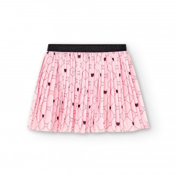 Παιδική φούστα πλισέ για κορίτσια Boboli ροζ με καρδιές