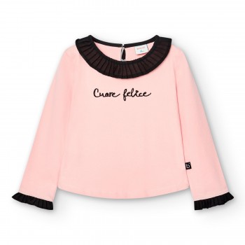 Παιδική μπλούζα για κορίτσια Boboli ροζ με γιακά