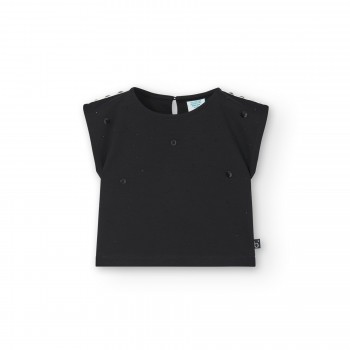 Παιδική μπλούζα cropped για κορίτσια Boboli με στρας μαύρο