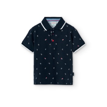 Παιδική μπλούζα Polo για αγόρια Boboli μαρέν