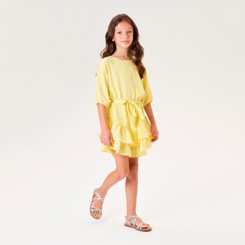 Παιδικό φόρεμα για κορίτσια I-Do κίτρινο με βολάν