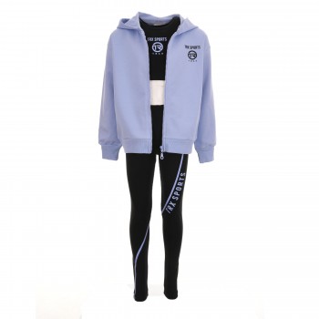 Παιδικό σετ με κολάν για κορίτσια 3τμχ Trax λιλά-ανθρακί