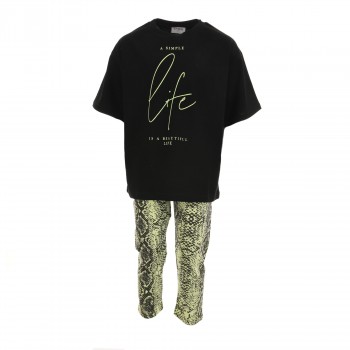 Παιδικό σετ με κάπρι κολάν για κορίτσια Trax μαύρο- λαχανί