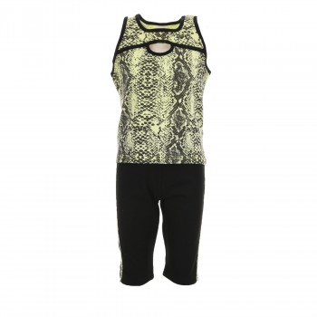 Παιδικό σετ με ποδηλατικό κολάν για κορίτσια Trax λαχανί- μαύρο