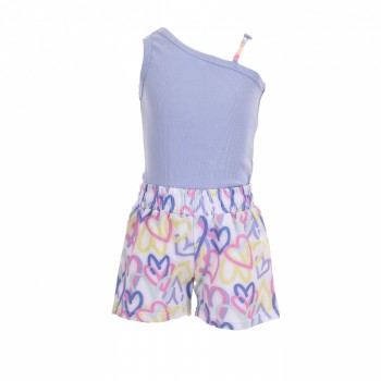 Παιδικό σετ με σορτς για κορίτσια Trax λιλά- εμπριμέ