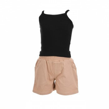 Παιδικό σετ με σορτς για κορίτσια Trax μαύρο- μπεζ