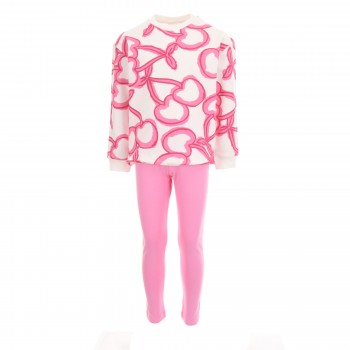 Παιδικό σετ με κολάν με καρδούλες  για κορίτσια Trax εκρού-ροζ