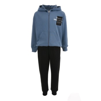 Παιδικό σετ φόρμα αχνούδιαστη  για αγόρια Trax με ζακέτα ραφ- μαύρο