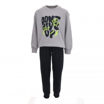 Παιδικό σετ φόρμας αχνούδιαστη Trax γκρι-μαρέν