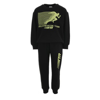 Παιδική φόρμα αχνούδιαστη για αγόρια 3τμχ Trax μαύρο-λαχανί