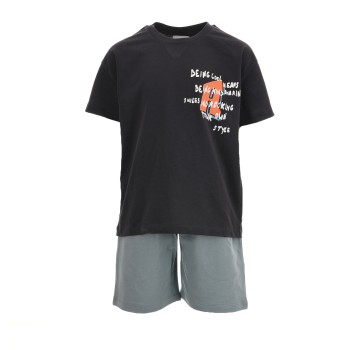 Παιδικό σετ με βερμούδα για αγόρια Trax ανθρακί-φυστικί