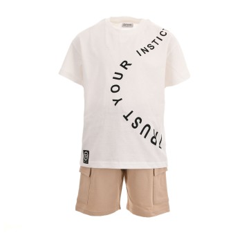 Παιδικό σετ με βερμούδα για αγόρια Trax εκρού-μπεζ