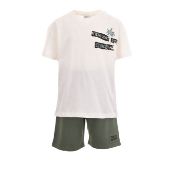 Παιδικό σετ με βερμούδα για αγόρια  Trax εκρού-χακί