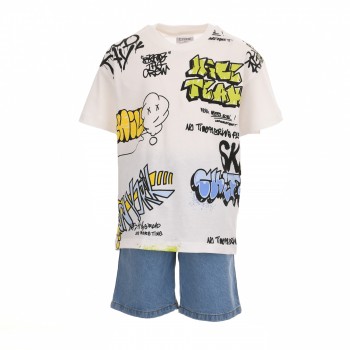 Παιδικό σετ για αγόρια Trax εκρού- τζιν