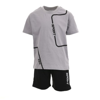 Παιδικό σετ με βερμούδα για αγόρια Trax γκρι-μαύρο