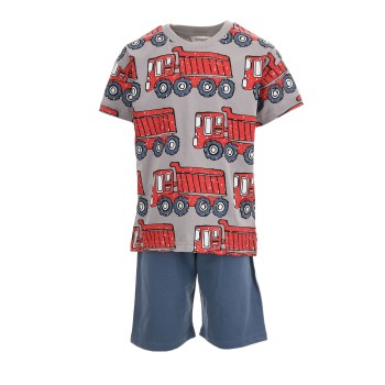 Παιδικό σετ με βερμούδα για αγόρια 3τμχ Trax γκρι-λευκό-ραφ