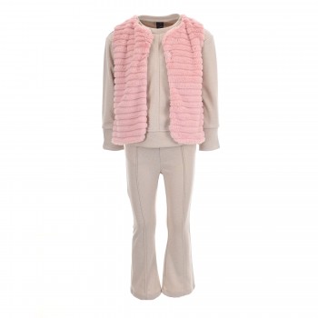 Παιδικό σετ με αμάνικο  για κορίτσια Restart 3τμχ ροζ-μπεζ