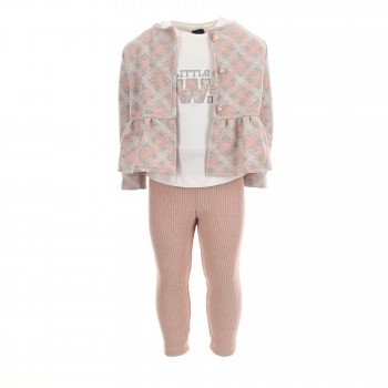 Παιδικό σετ με κολάν  για κορίτσια Restart 3τμχ σομόν