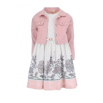 Παιδικό φόρεμα για κορίτσια Restart εκρού-ροζ 2 τμχ