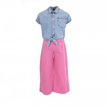 Παιδικό σετ με παντελόνα για κορίτσια Restart τζιν-ρόζ